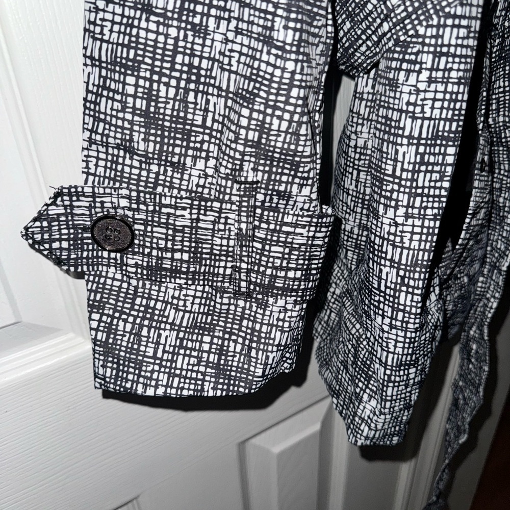 Faded Glory Women's L Black White Print Belted Lightweight Trench Coat Jacket - Picture 11 of 16